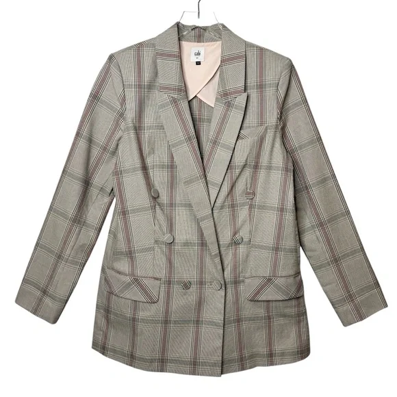 Cabi Sleuth Structured Plaid #5470 Women’s Double Breasted Longline Blazer Sz 10 - Picture 1 of 14